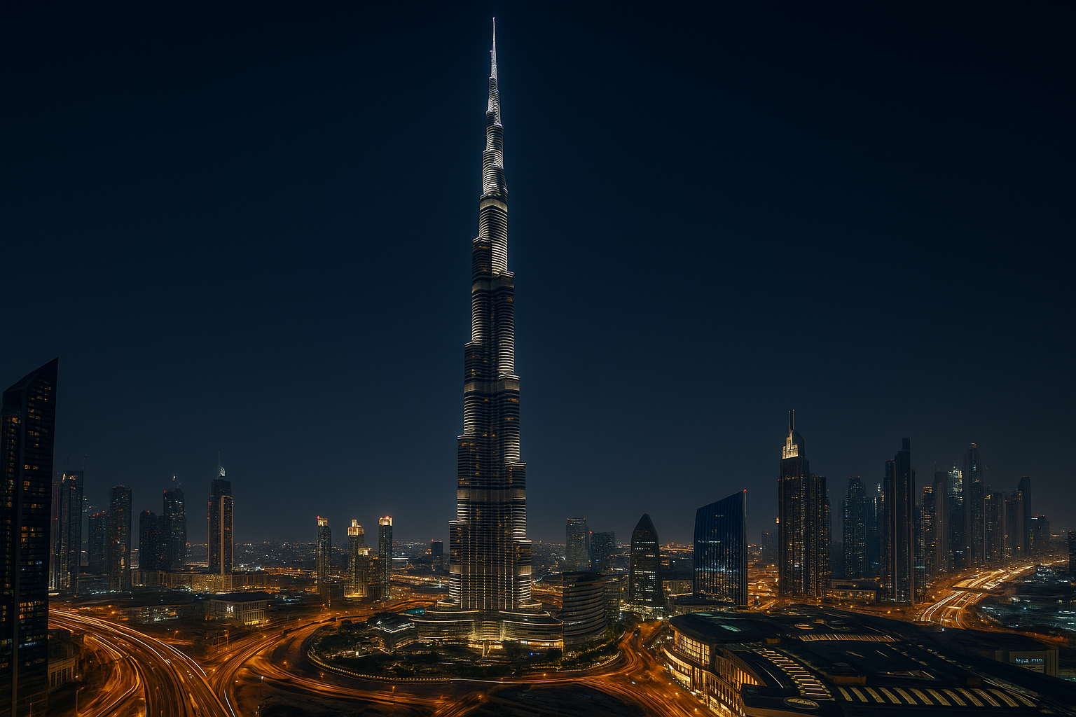 Dubai skyline at night